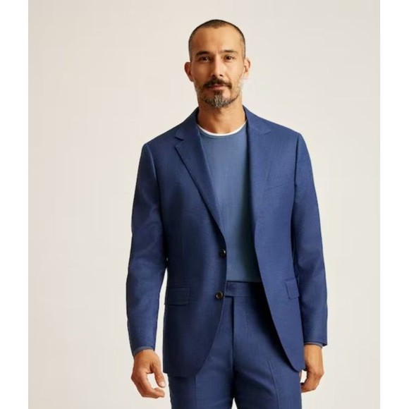 Bonobos Italian Stretch Wool Flannel Blazer Suit Jacket Bright Navy Men 40R Slim - Picture 1 of 13